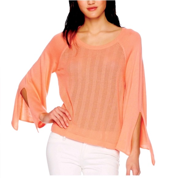 Splendid Women's Tie Cuffs Sleeves Pullover Lightweight Cashmere Blend Sweater - Picture 1 of 4